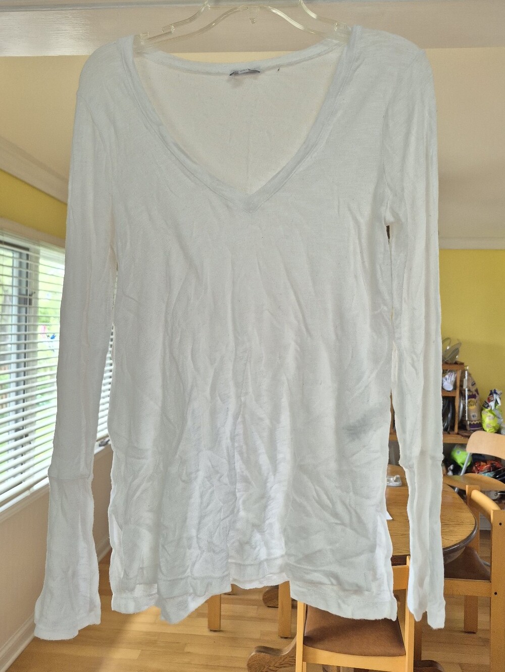 Splendid White Long Bell Sleeve V-Neck Tee